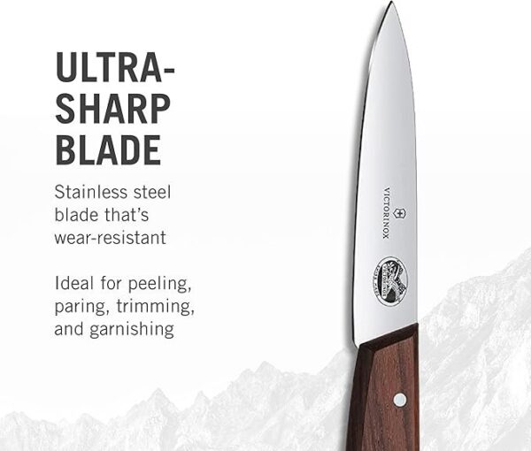 Victorinox Rosewood Paring Knife - Premium Kitchen & Home Essentials - Cooking Knife Cuts Fruits & Vegetables with Ease - Wood Handle, 3.25"
